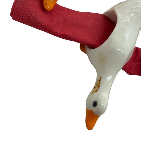 Geese Shape Salt And Pepper And Napkin Rings Vintage White Ceramic Set Of 14 - Picture 6 of 14